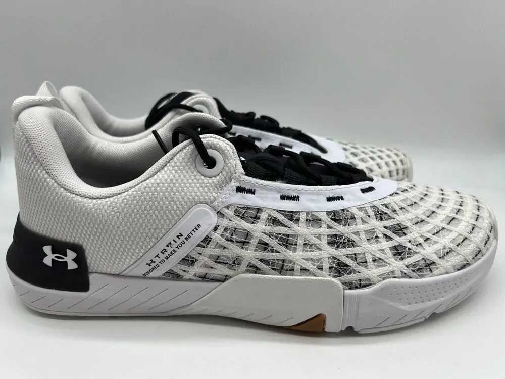 Under Armour TriBase Reign 5 Training Shoes White Black Size 12 NEW